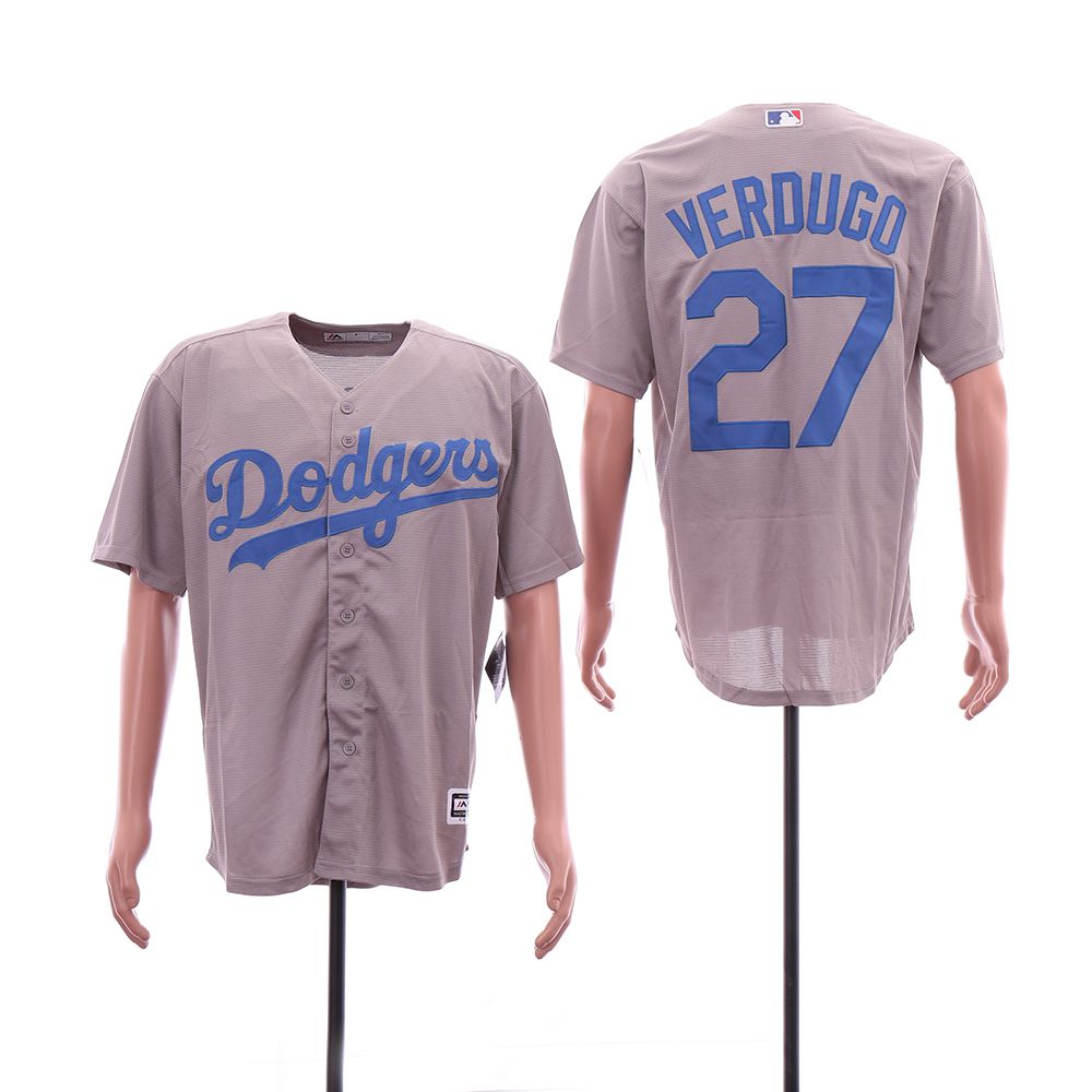 Men Los Angeles Dodgers 27 Verdugo Grey Game MLB Jersey